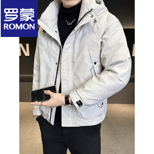 ROMON мужской пуховик с капюшоном, зима 2025, новый стиль, уличная утолщенная морозостойкая одежда, теплая мужская куртка кофейно-серого цвета L