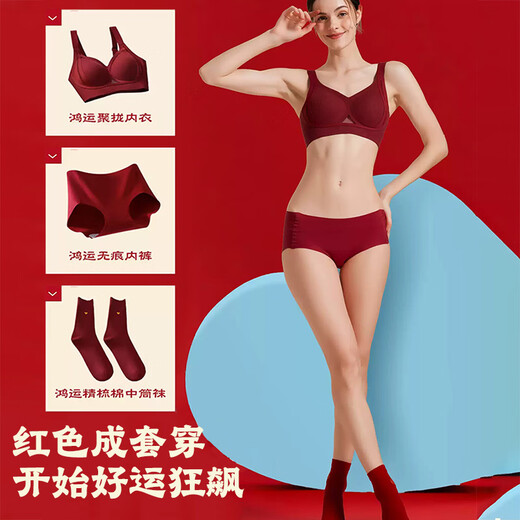 Ordifen 2026 New Year of the Horse New Year of the Zodiac Bra Set Gathered Wedding Gift Box Underwear Underwear Socks Ankora Red