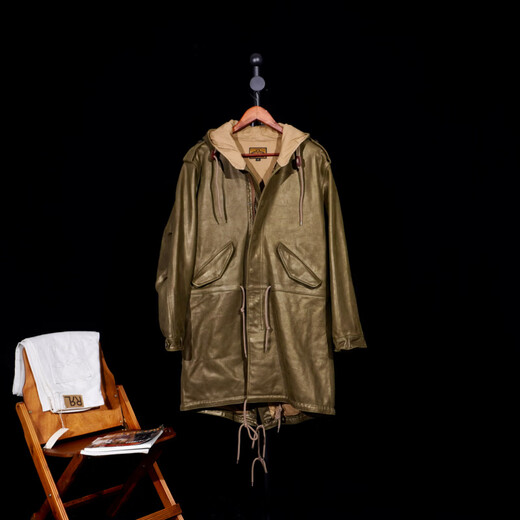 CHEVALPES国际一线品牌经典咔叽硬汉具备PARKA鱼尾大衣美式复古M51牛皮皮衣 反绒牛皮 S