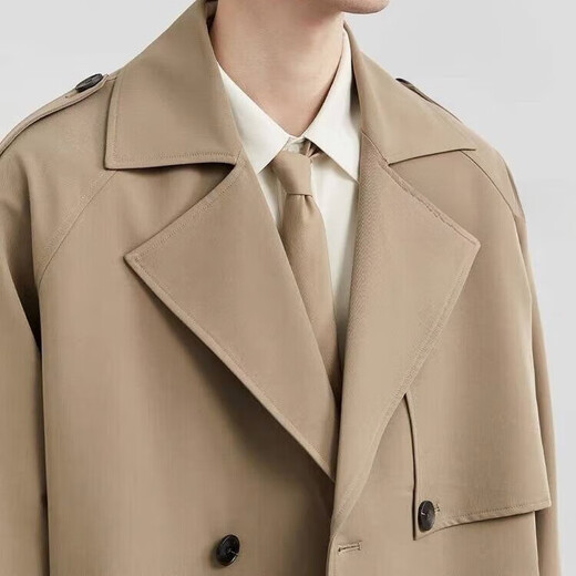 Short trench coat for men 2025 spring and autumn new British style commuter casual jacket for men black XL