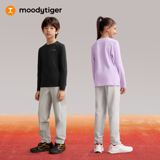 Moodytiger New Year Series Children's long-sleeved T-shirt sweat-absorbent and soft 26th spring comfortable and skin-friendly sports top for boys and girls Cloud White 160