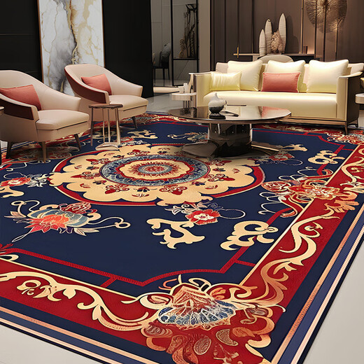 Junyuexi Tibetan carpet living room ethnic style Tibetan coffee table carpet Chinese style villa carpet large area full bedroom floor mat Tibetan carpet-02 300cm*500cm (crystal velvet)