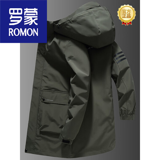 ROMON plus size plus size mid-length windbreaker jacket for fat men autumn and winter velvet workwear casual jacket black 6XL 221-240Jin Jin is equal to 0.5 kg