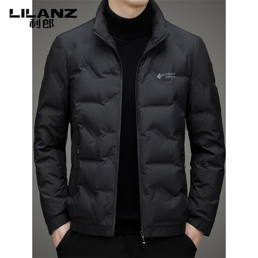 LILANZ Italian men's down jacket 2025 new autumn and winter stand-up collar short white duck down jacket for young and middle-aged people to keep warm black M 170 Recommended 90Jin Jin is equal to 0.5kg -120Jin Jin is equal to 0.5kg