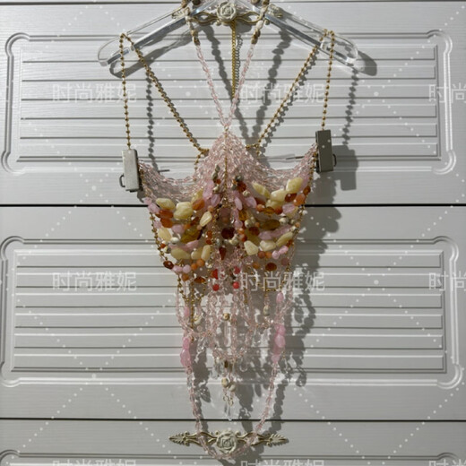 Acrylic beaded halterneck, versatile hollow gemstone backless vest, sexy colorful beaded tube top bra, picture color, one size fits all