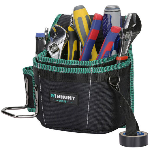 Jianyimao Changshuke Tool Belt Bag Multi-functional Repair Bag Small Canvas Electrician Belt Electric Drill Tool Bag for Men's Construction Site Three-layer Pocket + Belt