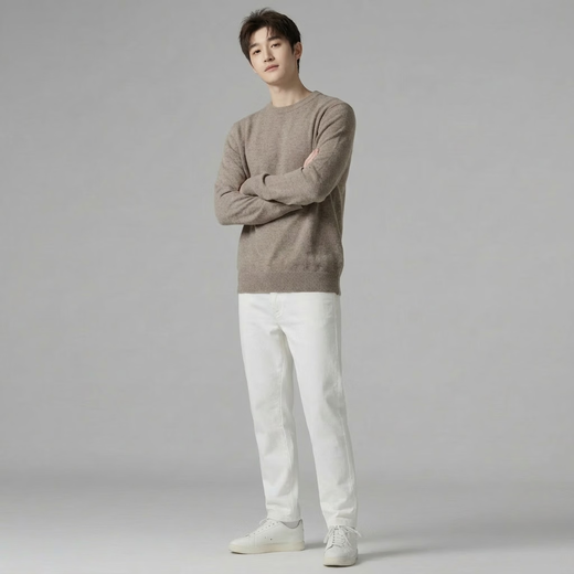 Jingdong Direct Purchase 100 Pure Wool Cardigan Men's Sweater Men's Red Sweater Bottoming Shirt Men's New Year Apricot Regular Pure Wool XL (180) 155-175Jin Jin is equal to 0.5 kg