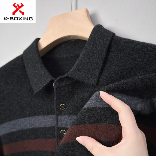 KBXNG Jinba Business Men's Clothing Spring and Autumn New Long Sleeve T-shirt Lapel Middle-aged Dad Clothes Casual Bottoming Business Men Maca Brown One Size 115