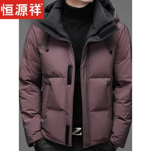 Hengyuanxiang light luxury winter new down jacket men's short thickened warm casual hooded cold-proof clothing men's winter jacket black 2XL 185 150-170Jin Jin equals 0.5 kg