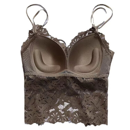 French lace double shoulder strap swallowtail beautiful back camisole women's outer wear chest-wrapped push-up latex fixed cup underwear for women white M (suitable for 80-115Jin Jin equals 0.5 kg