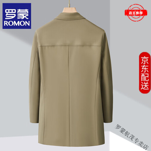 ROMON temperament spring and autumn men's mid-length windbreaker casual business lapel middle-aged dad high-end top dark blue-high-end brand S 165