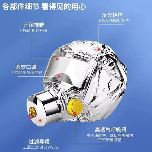 Zun'an Super Protective Fire Escape Mask TZL30 Fire-fighting, Smoke-proof and Anti-virus Filter-type Self-rescuing Respirator Red Zun'an TZL30 Gas Mask for Home Hotels, Hotels and Shopping Malls