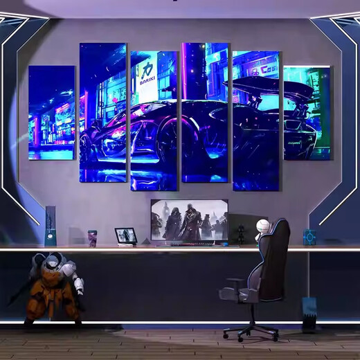 Fantasy E-Sports Computer Room Layout Game Internet Cafe Wall Painting Boys Bedroom Room Decoration Background Poster Sticker 80023 Punk Style + Picture Color + Style Two 5mmCK Board Large