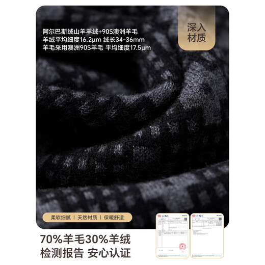 JIUMU scarf men's autumn and winter thickened warm shawl for elders and dads birthday gift box dark gray