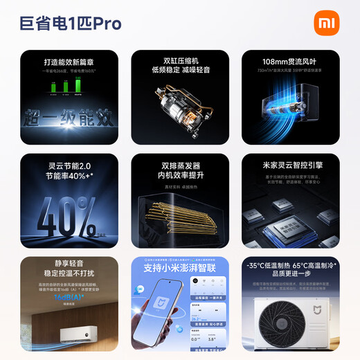小米米家空调 巨省电Pro 1匹 超一级能效 双缸压缩机 空调挂机 26GW-NA20/V1A1 整机十年质保