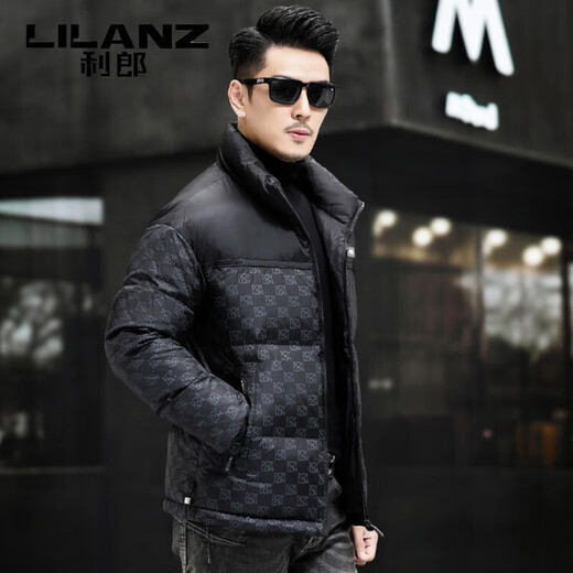 LILANZ 2025 Новый зимний короткий пуховик на гусином пуху, мужской утепленный теплый воротник-стойка, модная куртка для молодежи и среднего возраста, черный M 170