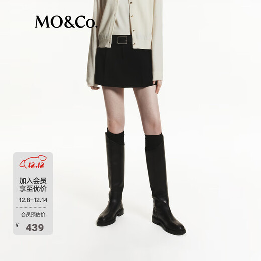 MO&Co. Culottes shorts sheep wool worsted simple pleated low-waist casual pants Moanke black M 165