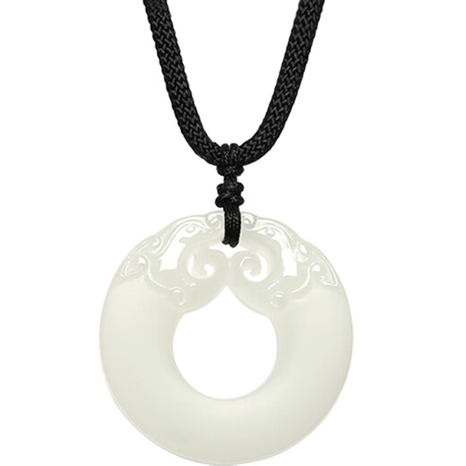 Saturday Fu Xiangyun Ping An Buckle Hetian Jade Pendant Men and Women Gift for Boyfriend YB046260 Black String