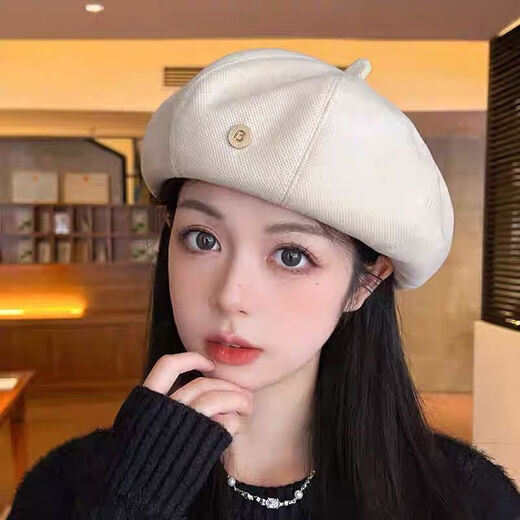 Aushengko beret autumn and winter new style big head circumference British retro face painter's hat small temperament versatile pumpkin octagonal English label beret-coffee one size with adjustment rope