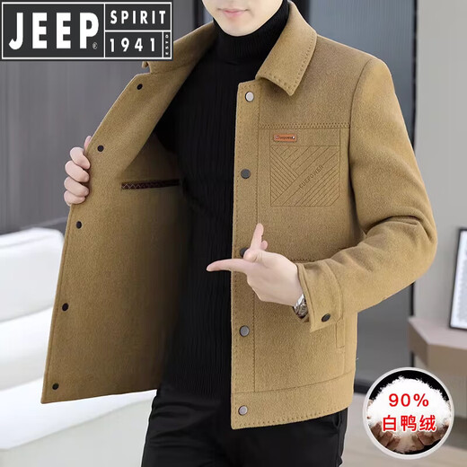 JEEP SPIRIT吉普高端品牌夹克男士外套2025年春秋冬季新款含羊毛呢子大衣短款 黑色802 常规 XL 180 （适合130斤-145斤穿）