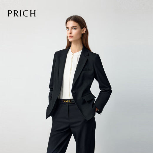 PRICH Zero Dyeing Simple Intelligent Temperament Flat Lapel Suit Spring Commuting Jacket Women 59 Navy Suit M 165