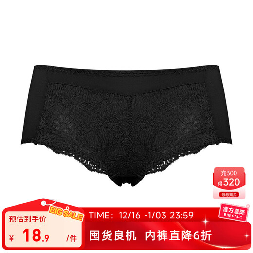 Faleeon (faleeon) même style dans le centre commercial Faleeon sous-vêtements sexy en dentelle de soie de mûrier taille mi-haute respirant slip liftant 5155 noir naturel 160/90