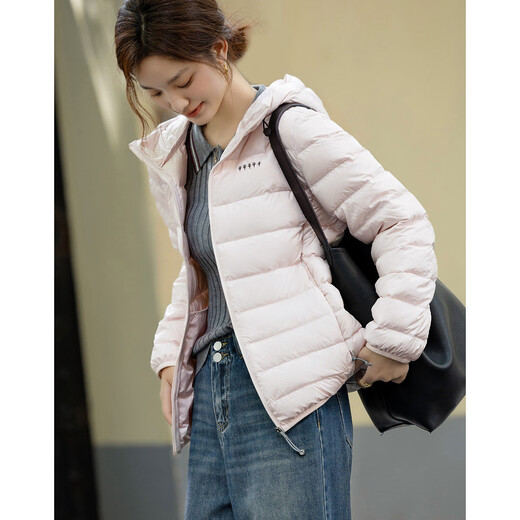 Demana 30D aerosol winter 90 goose down volcanic rock antibacterial infrared heat storage hooded printed down jacket