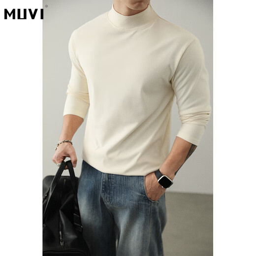Muweide velvet half turtleneck bottoming long-sleeved shirt for men in autumn basic wear with mature and stable casual men's sweatshirt black 90% of buyers choose XL recommended 125-140 Jin Jin equals 0.5 kg