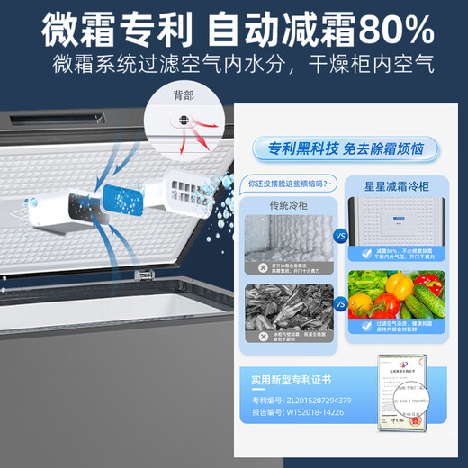 Xingx (XINGX) 300 liter single temperature household freezer commercial large capacity no need for frequent defrosting refrigeration/freezing freshness energy-saving horizontal refrigerator BD/BC-300E/RL small refrigerator