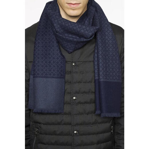 Ferragamo men's scarf warm and windproof dark blue winter commuting shawl business dark blue TU