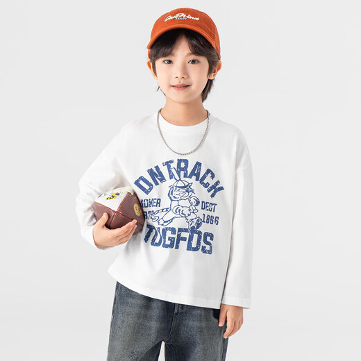 Duojia comfortable and close-fitting | Class A boys' pure cotton printed T-shirts spring and autumn children's casual sports breathable long sleeves
