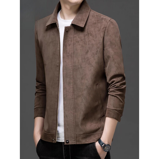 Playboy Leather Jacket Men 2025 Autumn New Trendy Lapel Top Clothes Casual Motorcycle Leather Jacket Men 25088 Brown L Recommendation 100-120Jin Jin is equal to 0.5 kg