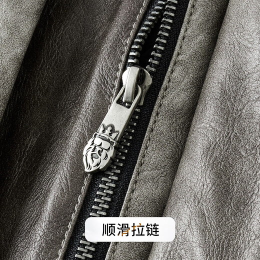 富鋌全羊毛填充PU皮男士皮衣冬季仿羊羔毛翻领夹棉保暖皮夹克外套男