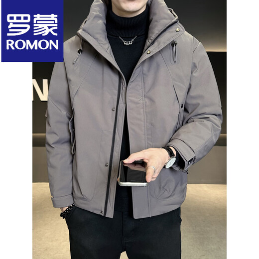 ROMON мужской пуховик с капюшоном, зима 2025, новый стиль, уличная утолщенная морозостойкая одежда, теплая мужская куртка кофейно-серого цвета L