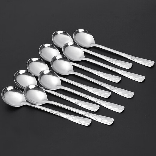 Shantou Lincun spoon for eating, stainless steel spoon, household flat spoon, watermelon spoon, tableware spoon, drinking spoon, family spoon, practical