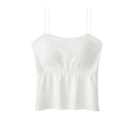 Summer pleated slimming bottoming camisole for inner wear and outer wear beautiful back underwear bra all-in-one pad white women versatile white (single piece L size (75 95Jin Jin is equal to 0.5 kg