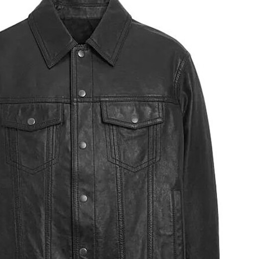 COACH SS24 однобортная однобортная кожаная куртка мужская с длинными рукавами и лацканами, черная, черная, M