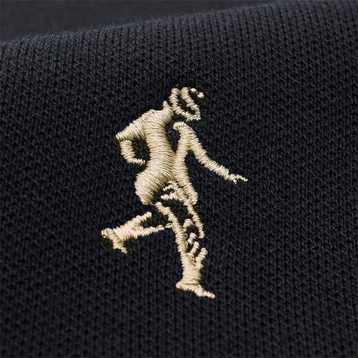 Dances with Wolves, plus velvet, autumn and winter fashionable business commuter logo, versatile men's long-sleeved POLO 001 black 175