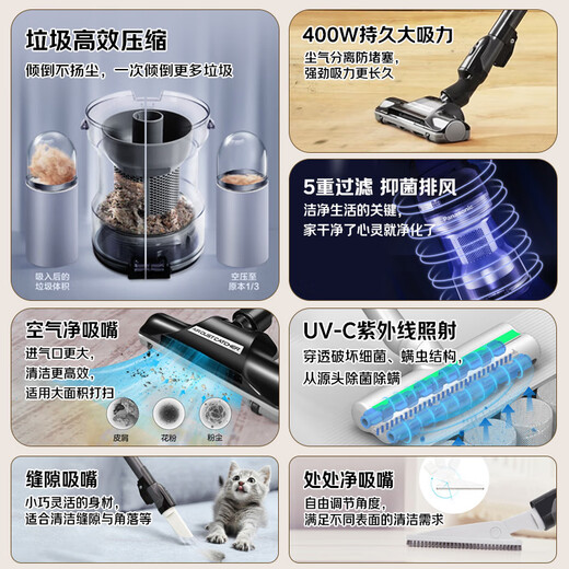 Panasonic Dust Removal Magic Horizontal Wired Vacuum Cleaner Household Large Suction Handheld Long Life Garbage Compactor Cleaning Machine Cat Hair Removal Pet MC-6LC45AJ81