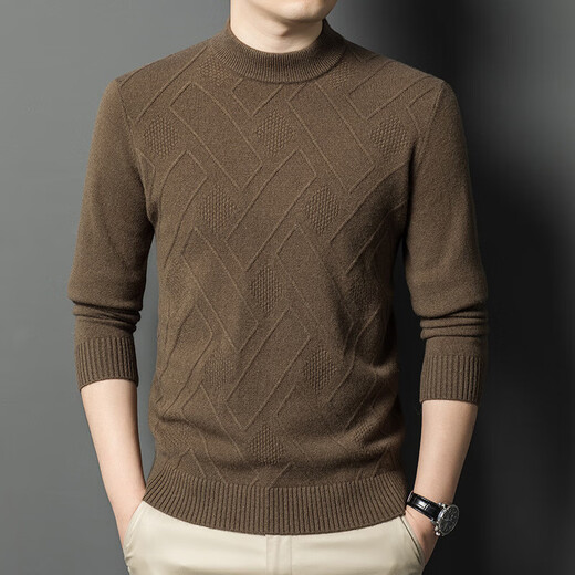 OLJ luxury high-end brand cardigan men's 2025 winter casual round neck jacquard thickened warm and comfortable knitted top blue XL (175)