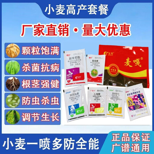 Wheat package, one spray, three preventions, wheat production increase, disease prevention, antibacterial, insecticide, anti-falling, strong seedlings, increase production package, 10-in-1 (1 mu dosage)