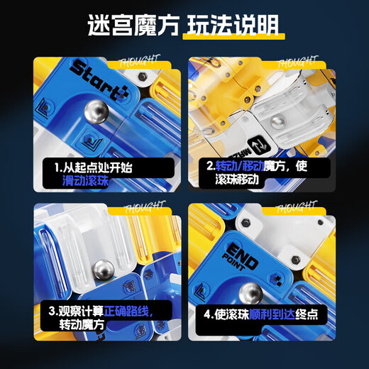 3D Ball Maze Rubik's Cube Three-dimensional Decompression Children's Educational Toy Intellectual Development Thinking Training Competition Level Improve Concentration 3D Ball Maze Rubik's Cube (1 piece)