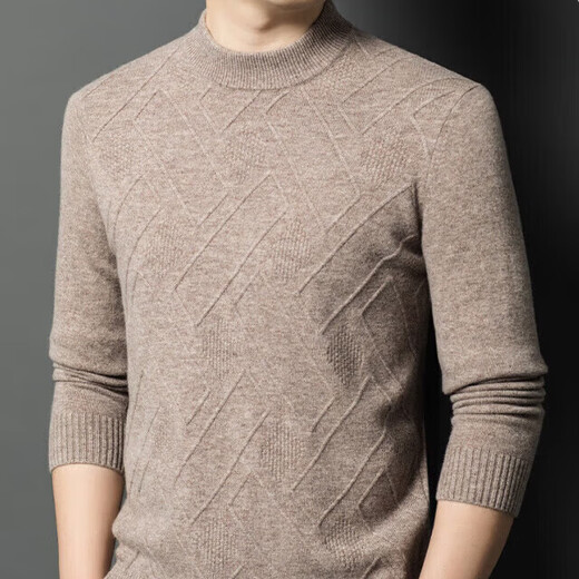 OLJ luxury high-end brand cardigan men's 2025 winter casual round neck jacquard thickened warm and comfortable knitted top blue XL (175)