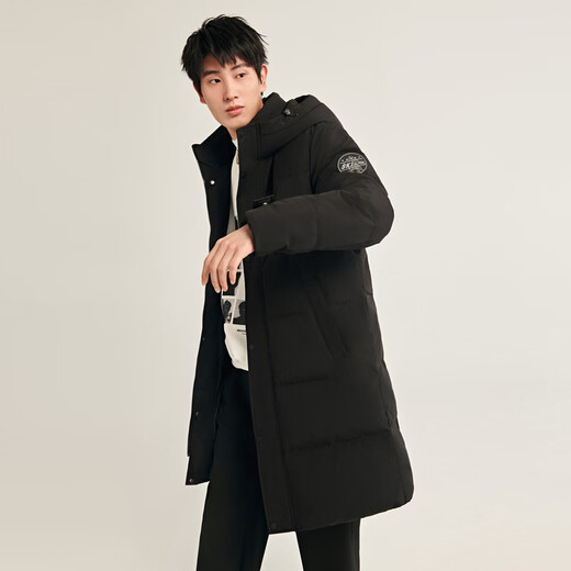 Flying in the Snow Autumn and Winter New Fashion Casual and Comfortable Silhouette Men's H Version Solid Color Stand Collar Hooded Down Jacket for Men Black|8056 XL 180/100A