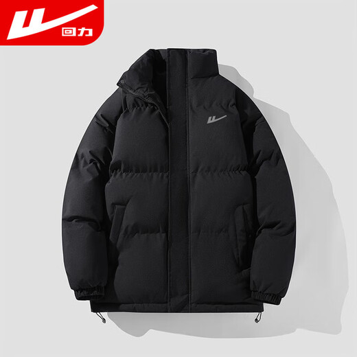 Warrior men's cotton-padded jacket with stand-up collar, winter thickened warm cotton-padded jacket, men's outdoor windproof cotton-padded jacket, men's cotton-padded jacket top, black XL (recommended 140-160 Jin Jin equals 0.5 kg)