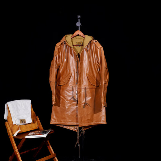 CHEVALPES国际一线品牌经典咔叽硬汉具备PARKA鱼尾大衣美式复古M51牛皮皮衣 反绒牛皮 S