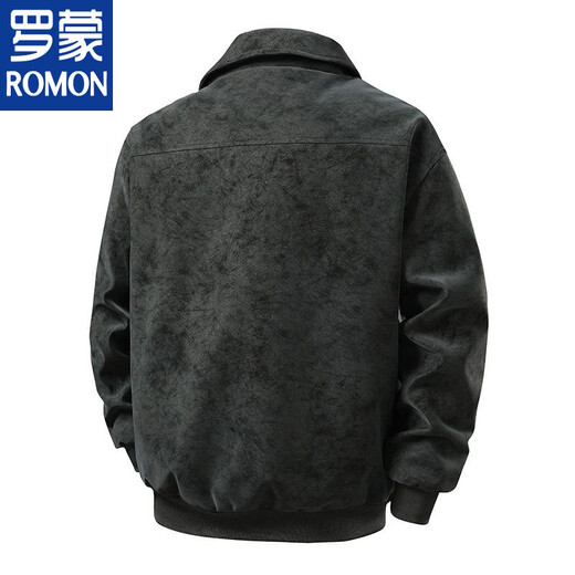 ROMON winter retro leather jacket plus velvet thickened men's American solid color warm windproof lapel loose jacket versatile coat high-end coffee color upgrade plus velvet M Recommendation 100-125 Jin Jin is equal to 0.5 kg