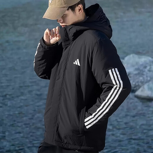 Adidas (adidas) cotton clothing for men 25 winter new sportswear windproof hooded cotton clothing jacket outdoor warm sports cotton clothing black / new large cotton clothing / store manager's main recommendation 3XL recommended weight 200Jin Jin equals 0.5kg -220Jin Jin equals 0.5kg