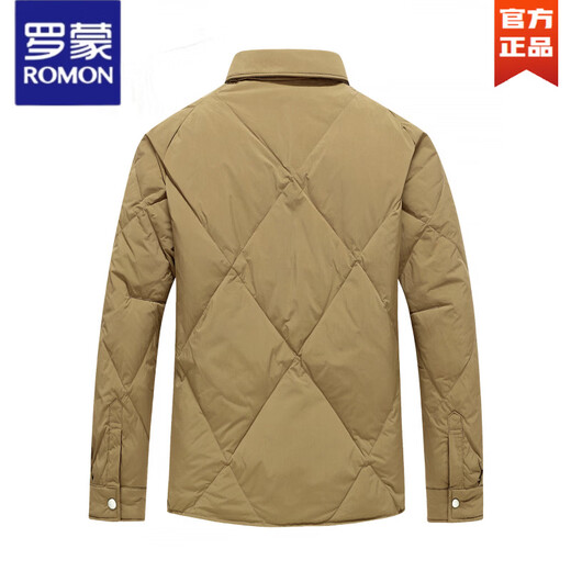 ROMON Old Money Style легкий пуховик мужской короткий 2025 зима новая повседневная теплая куртка с лацканами янтарно-зеленый XL 180