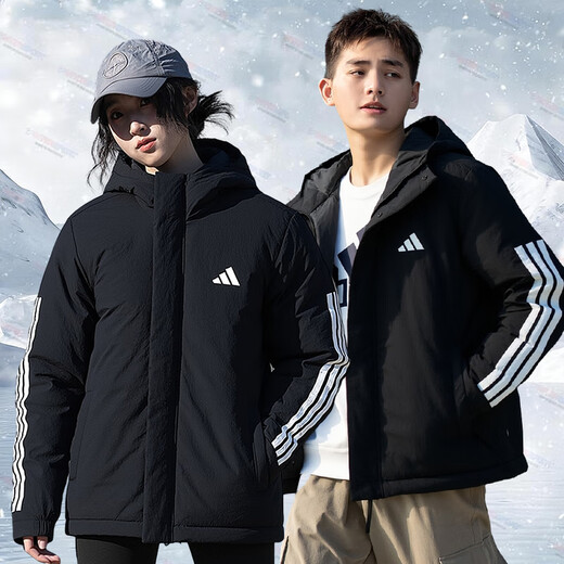 Adidas (adidas) cotton clothing for men 25 winter new sportswear windproof hooded cotton clothing jacket outdoor warm sports cotton clothing black / new large cotton clothing / store manager's main recommendation 3XL recommended weight 200Jin Jin equals 0.5kg -220Jin Jin equals 0.5kg